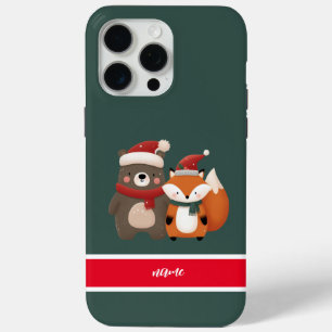 Coque iPhone 15 Pro Max Noël/hiver Mignonne Ours et renard