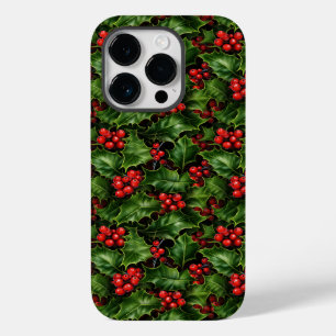 Coque Pour iPhone 14 Pro Noël Holly Feuilles Et Red Berries Motif
