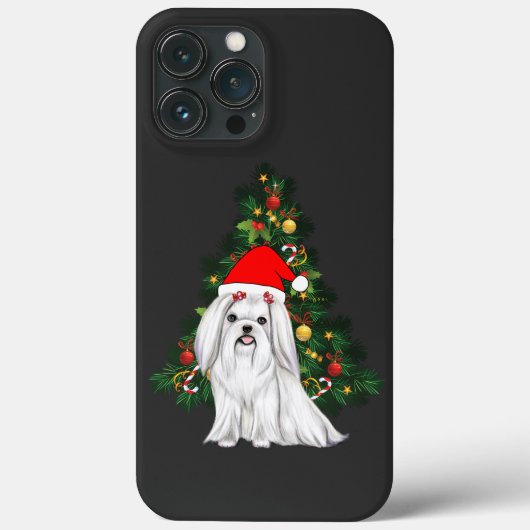 Coques Case-Mate iPhone Noël maltais, Noël Chien maltais de Noël avec chap (Verso)