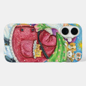 Coques Case-Mate iPhone Noël mignon, Père Noël avec chatons et chats ! (Verso (horizontal))