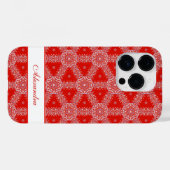 Coques Case-Mate iPhone Noël Motif de flocon de neige personnalisé rouge (Verso (horizontal))