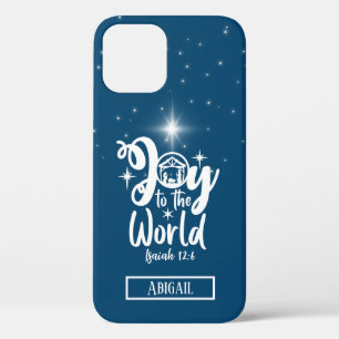 Case-Mate iPhone Case Noël Nativité Joie au monde Bleu & Blanc