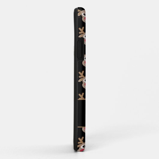 Coques Case-Mate iPhone Noël Noir Monogramme mignon Motif Reindeer (Dos/Droite)