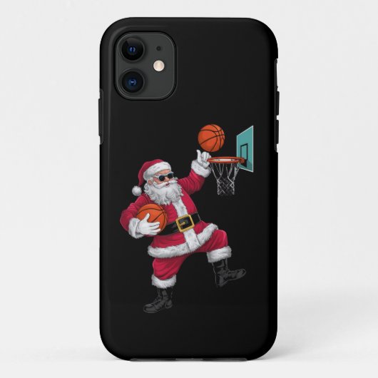 Coques Case-Mate iPhone Noël Père Noël Dunking Un Basket-ball Noël (Dos)