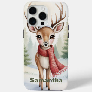 Coque iPhone 15 Pro Max Noël personnalisé Woodland, Farmhouse Xmas,