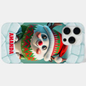 Coques Case-Mate iPhone Noël Reindeer 3D Nom personnalisé (Verso (horizontal))