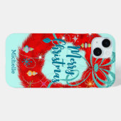 Coques Case-Mate iPhone Noël rétro de la couronne rouge (Verso (horizontal))