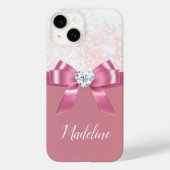 Coques Case-Mate iPhone Noel rose Parties scintillant Snowflake Ruban Diam (Verso)