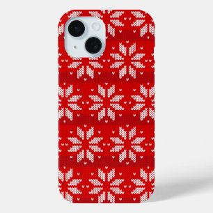 Coque Pour iPhone 15 Noël Rouge Blanc Vacances Vacances Knit Flèches ne