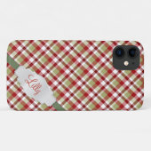 Coques Case-Mate iPhone Noël Rouge Blanc Vert Plat Avec Monogramme (Dos (Horizontal))