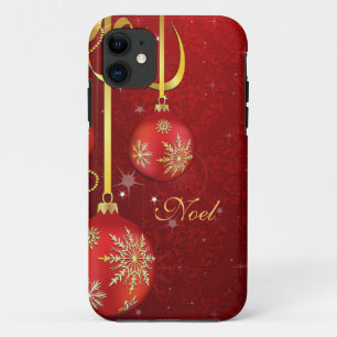 Coque iPhone 11 Noël rouge de damassé