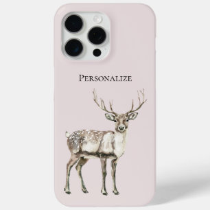 Coque iPhone 15 Pro Max Noël Rustique Cerf Blush Rose Personnalisé