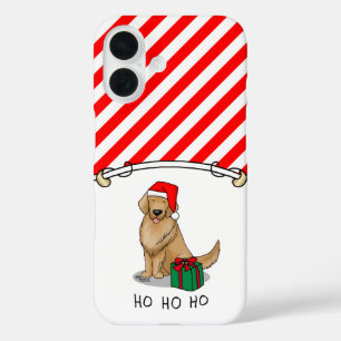 Coques iPhone 16 Noël Santa Claus Golden Retriever Chien mignonne