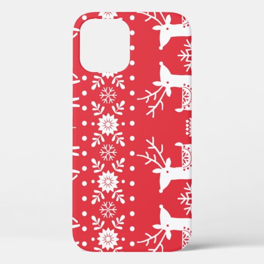 Coques Case-Mate iPhone Noël scandinave : Snowflakes & Deer (Verso)