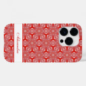 Coques Case-Mate iPhone Noël Snowflake Star Motif personnalisé rouge (Verso (horizontal))