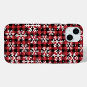 Coques Case-Mate iPhone Noël Snowflakes Buffalo Plaid Motif (Verso (horizontal))