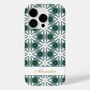 Coque Pour iPhone 14 Pro Noël Snowflakes Motif personnalisé vert