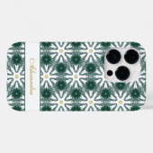 Coques Case-Mate iPhone Noël Snowflakes Motif personnalisé vert (Verso (horizontal))