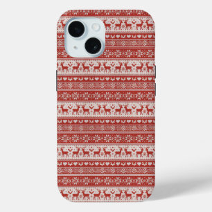 Coque Pour iPhone 15 Noël Tricot Rouge