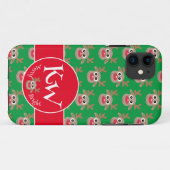 Coques Case-Mate iPhone Noël Vert Monogramme Jote Reindeer Motif (Dos (Horizontal))