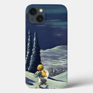 iPhone 13 Case Noël vintage, Ange de la Neige Marcher avec une ét