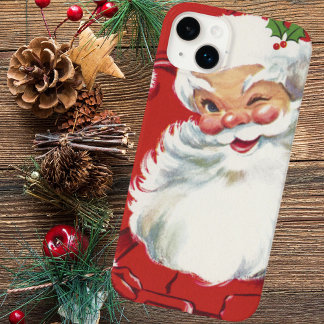 Coque Pour iPhone 14 Plus Noël Vintage, Jolly Santa Claus en train de couler