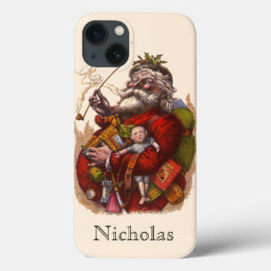 iPhone 13 Case Noël vintage, jouets en pipe de Père Noël victorie