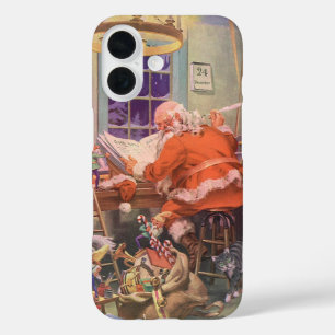 Coques iPhone 16 Noël vintage, le Père Noël avec l'atelier des luti