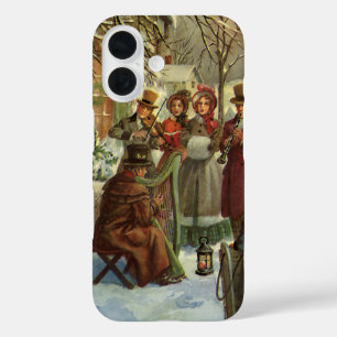 Coques iPhone 16 Noël Vintage, Musiciens Victoriens En Carolage