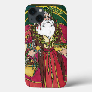 Etui iPhone Case-Mate Noël Vintage, Père Noël avec Feuilles Holly