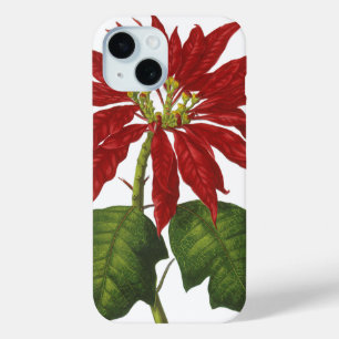 Coque Pour iPhone 15 Noël vintage, poinsettia rouge plante d'hiver