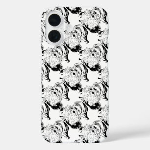 Coques iPhone 16 Noël Vintage, Retro Jolly Santa Claus, Noir
