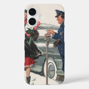 Coques iPhone 16 Noël Vintage, Shopping Présente Policeman