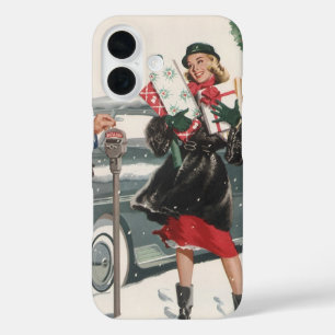 Coques iPhone 16 Noël Vintage, Shopping Présente Policeman