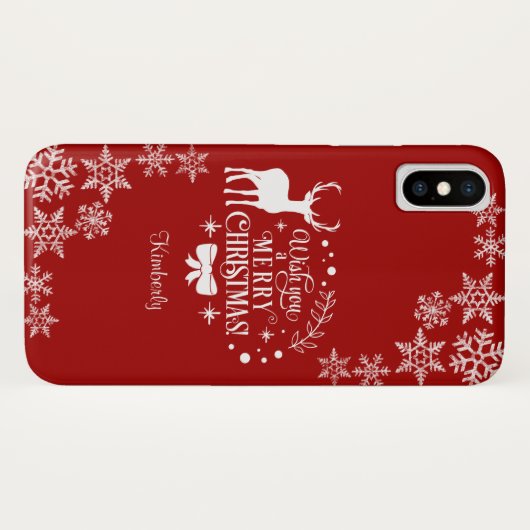 Coques Case-Mate iPhone Noël Vous souhaite un joyeux monogramme NOËL (Dos (Horizontal))