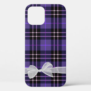 Case-Mate iPhone Case Nœud blanc transparent sur carreaux tartan violet