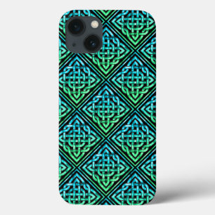 iPhone 13 Coque Noeud celtique - Bleu diamant Vert