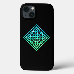 iPhone 13 Case Noeud celtique - Bleu diamant Vert