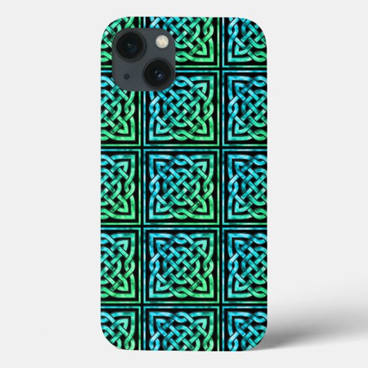 Coques Case-Mate iPhone Noeud celtique - Carré bleu vert (Verso)