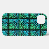 Coques Case-Mate iPhone Noeud celtique - Carré bleu vert (Verso (horizontal))