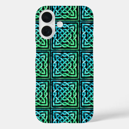 Coques Case-Mate iPhone Noeud celtique - Carré bleu vert (Verso)