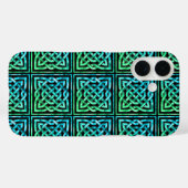 Coques Case-Mate iPhone Noeud celtique - Carré bleu vert (Verso (horizontal))