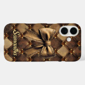 Coques Case-Mate iPhone Nœud coquette chic faux cuir monogramme (Verso (horizontal))