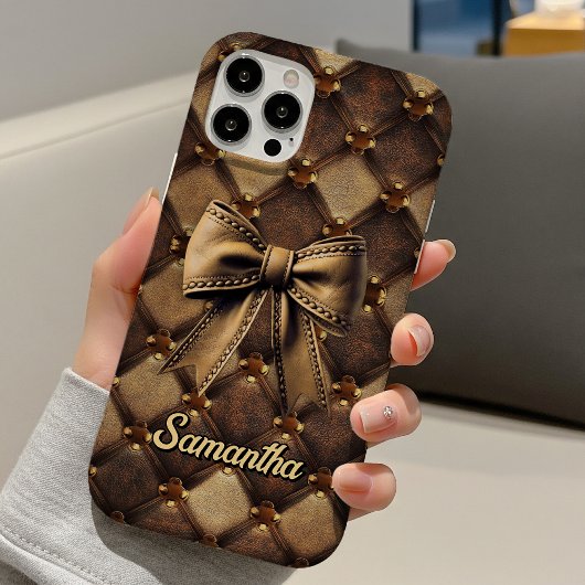 Coques Case-Mate iPhone Nœud coquette chic faux cuir monogramme