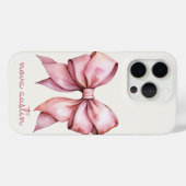 Coques Case-Mate iPhone Nœud papillon rose tendance personnalisé avec nom  (Verso (horizontal))
