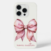 Coques Case-Mate iPhone Nœud Rose Tendance Personnalisé Avec Nom Monogramm (Verso)