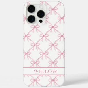Coques iPhone 16 Pro Max Nœuds à l'aquarelle Coquette Rose
