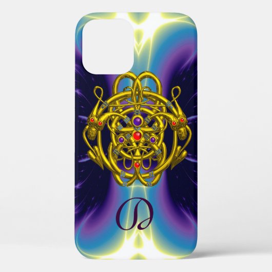 COQUES Case-Mate iPhone NOEUDS CELTIQUES D'OR AVEC MONOGRAMME DE DRAGONS D (Verso)