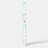 Coques Case-Mate iPhone Nœuds Coquette Aqua Monogrammés (Verso / Gauche)