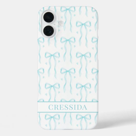 Coques Case-Mate iPhone Nœuds Coquette Aqua Monogrammés (Verso)